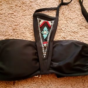 Black beaded bikini top